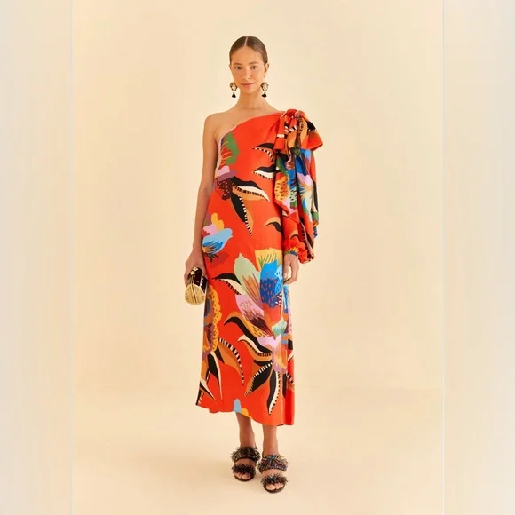 chinese dress ladies Farm Rio Red Flowers Richelieu Sleeveless Maxi Dress – Luck Lafayette main image 1